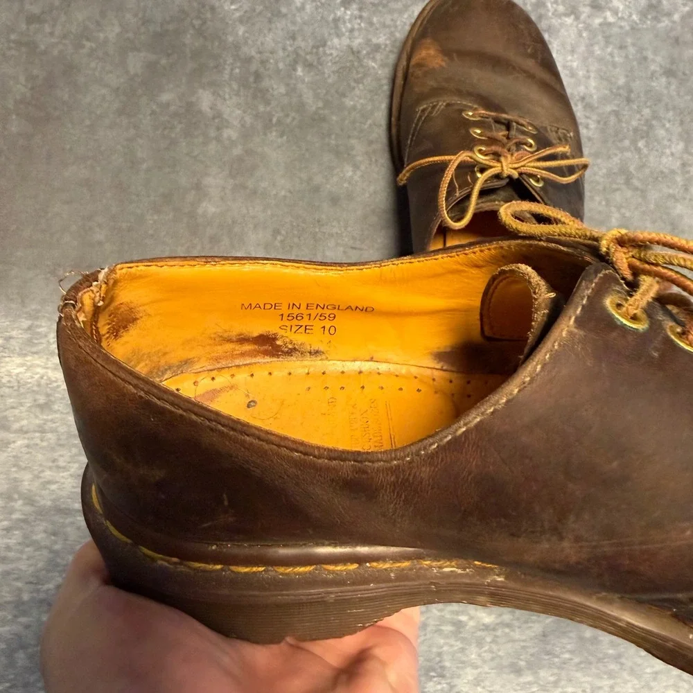 Vintage‎ Dr. Martens Made in England Brown Leather Oxford Shoes Mens Size 10 UK